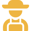 Agricultural worker symbol in yellow